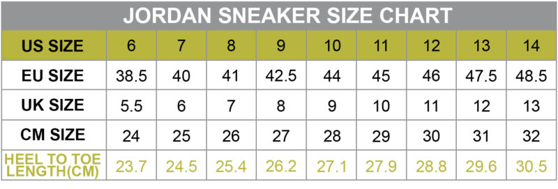 Women's Jordan Shoe Size Chart